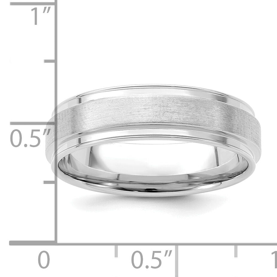 14k White Gold Light Comfort Fit Brush Satin Fancy Band-WB118L
