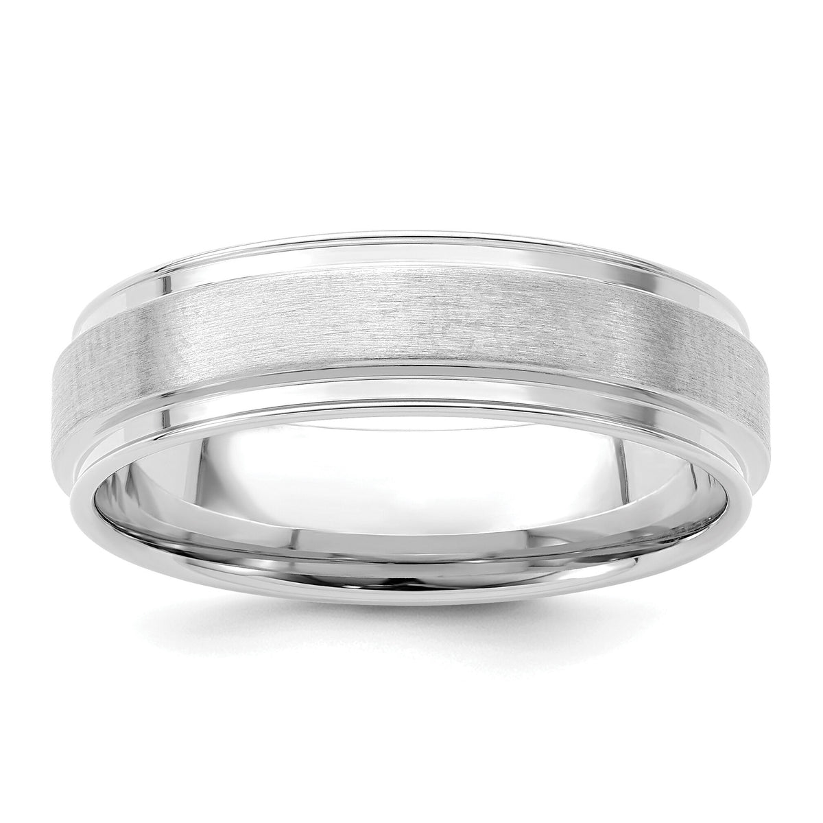 14k White Gold Light Comfort Fit Brush Satin Fancy Band-WB118L