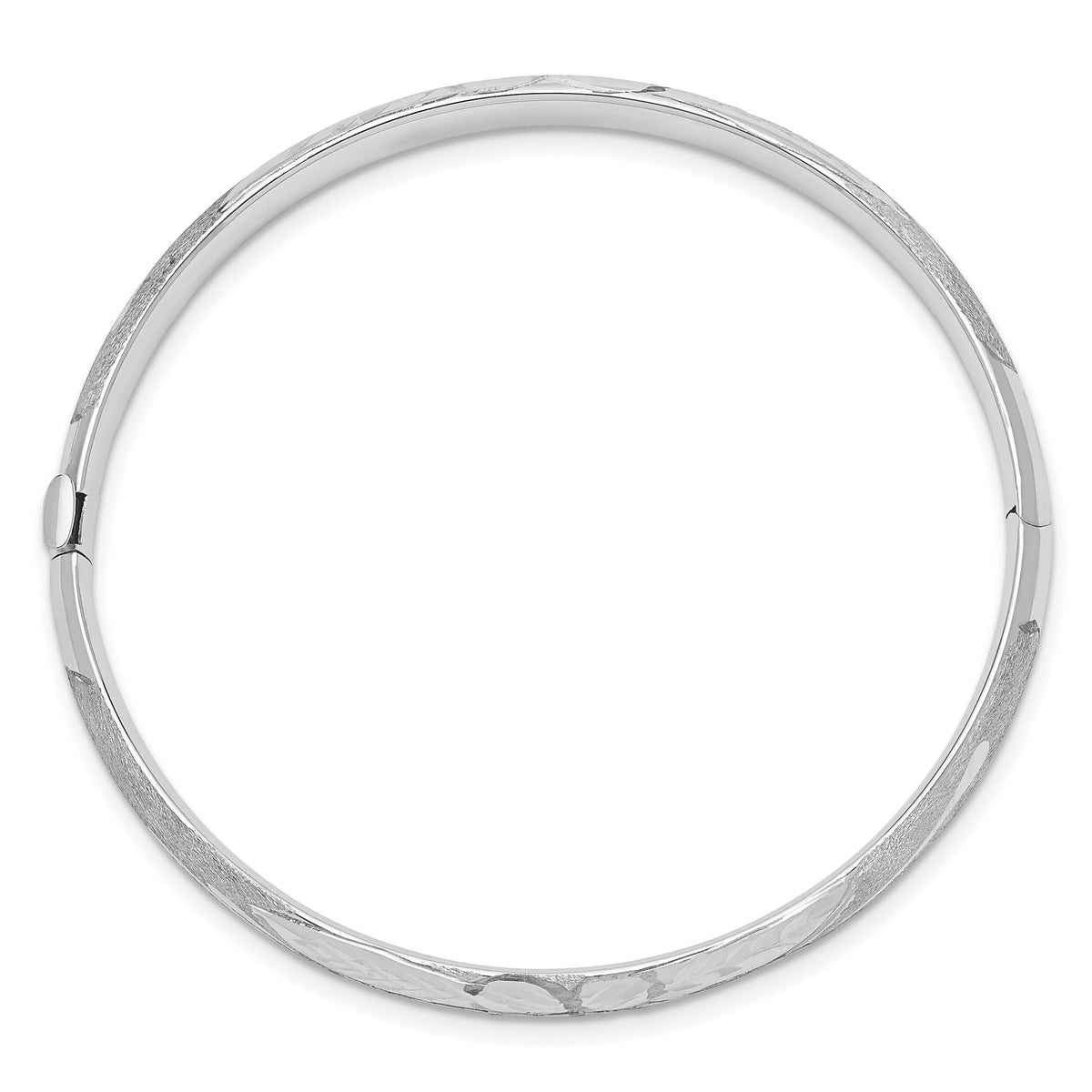 14k 3/16 White Gold Florentine Hinged Baby Bangle-WBF3/16