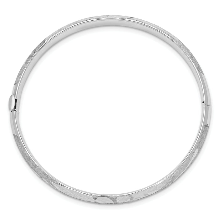 14k 3/16 White Gold Florentine Hinged Baby Bangle-WBF3/16