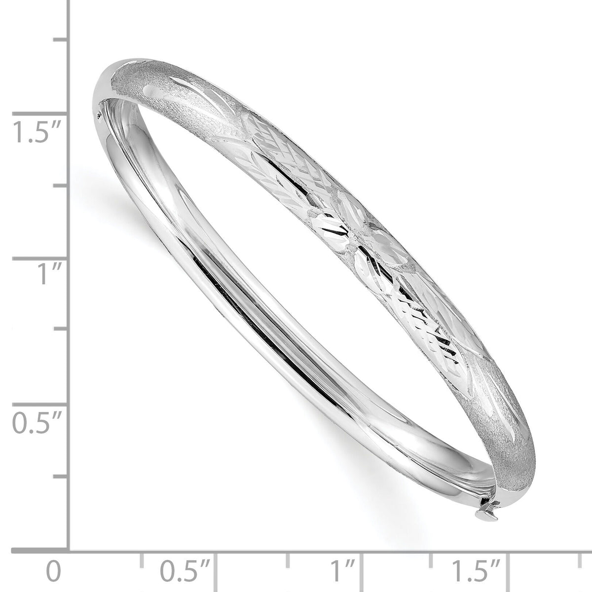 14k 3/16 White Gold Florentine Hinged Baby Bangle-WBF3/16