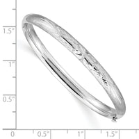 14k 3/16 White Gold Florentine Hinged Baby Bangle-WBF3/16