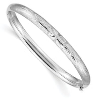 14k 3/16 White Gold Florentine Hinged Baby Bangle-WBF3/16