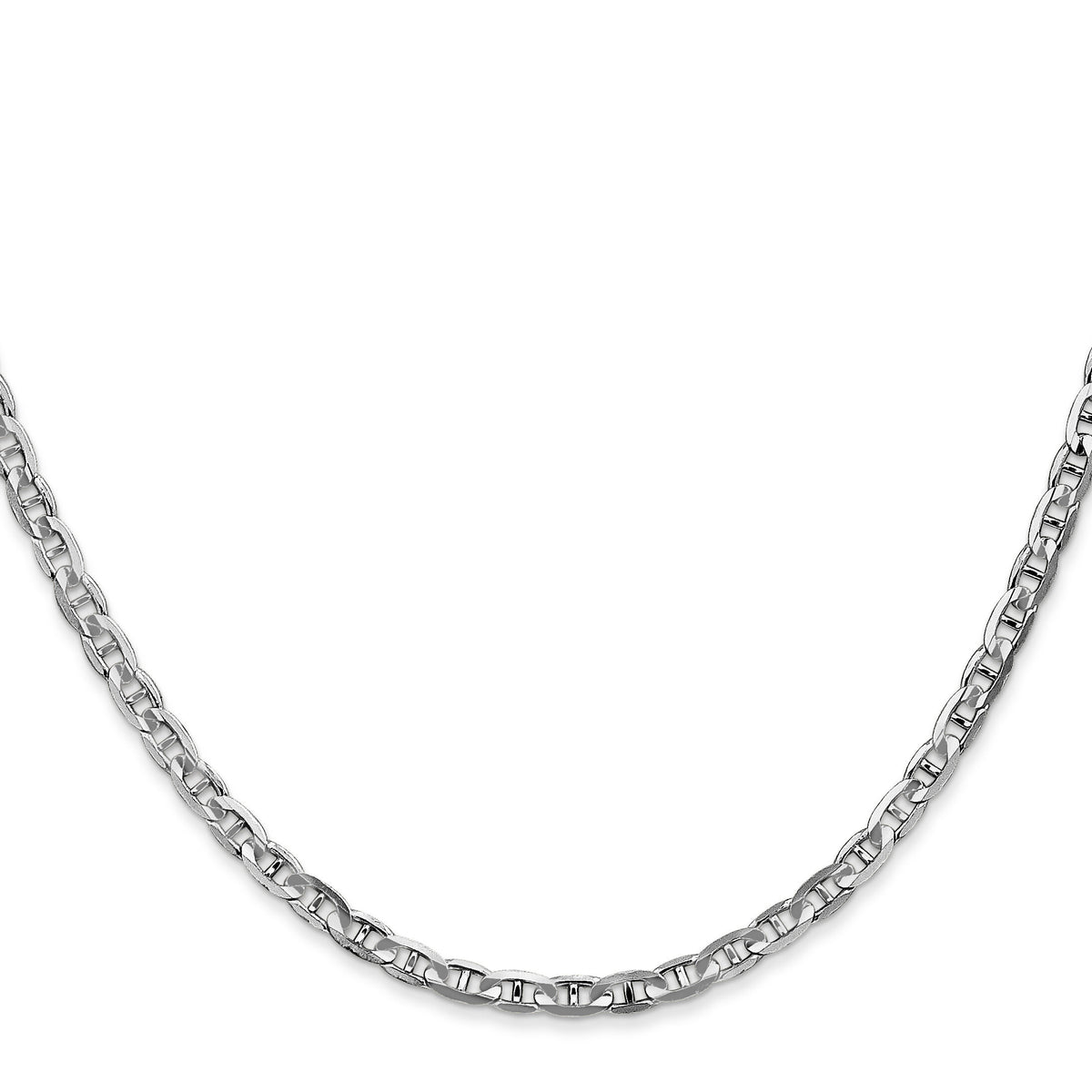 14k White Gold 3mm Concave Anchor Chain-WCA080-16