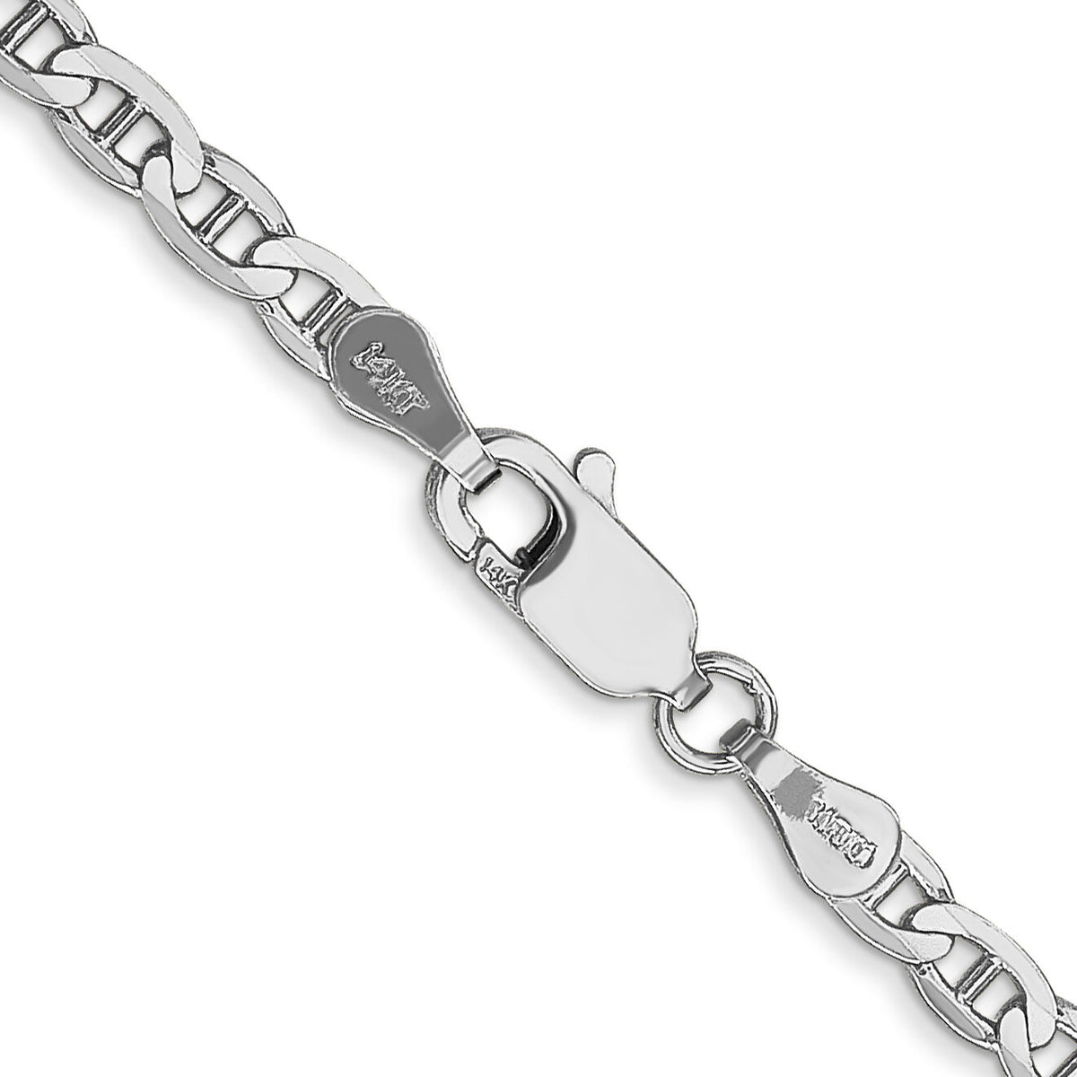 14k White Gold 3mm Concave Anchor Chain-WCA080-20