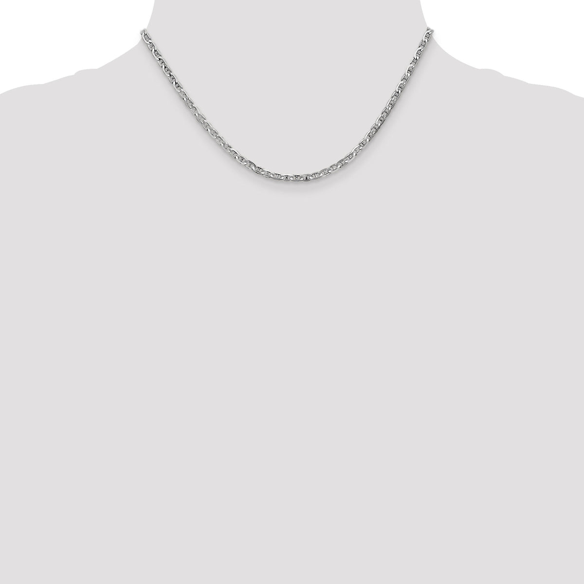 14k White Gold 3mm Concave Anchor Chain-WCA080-16