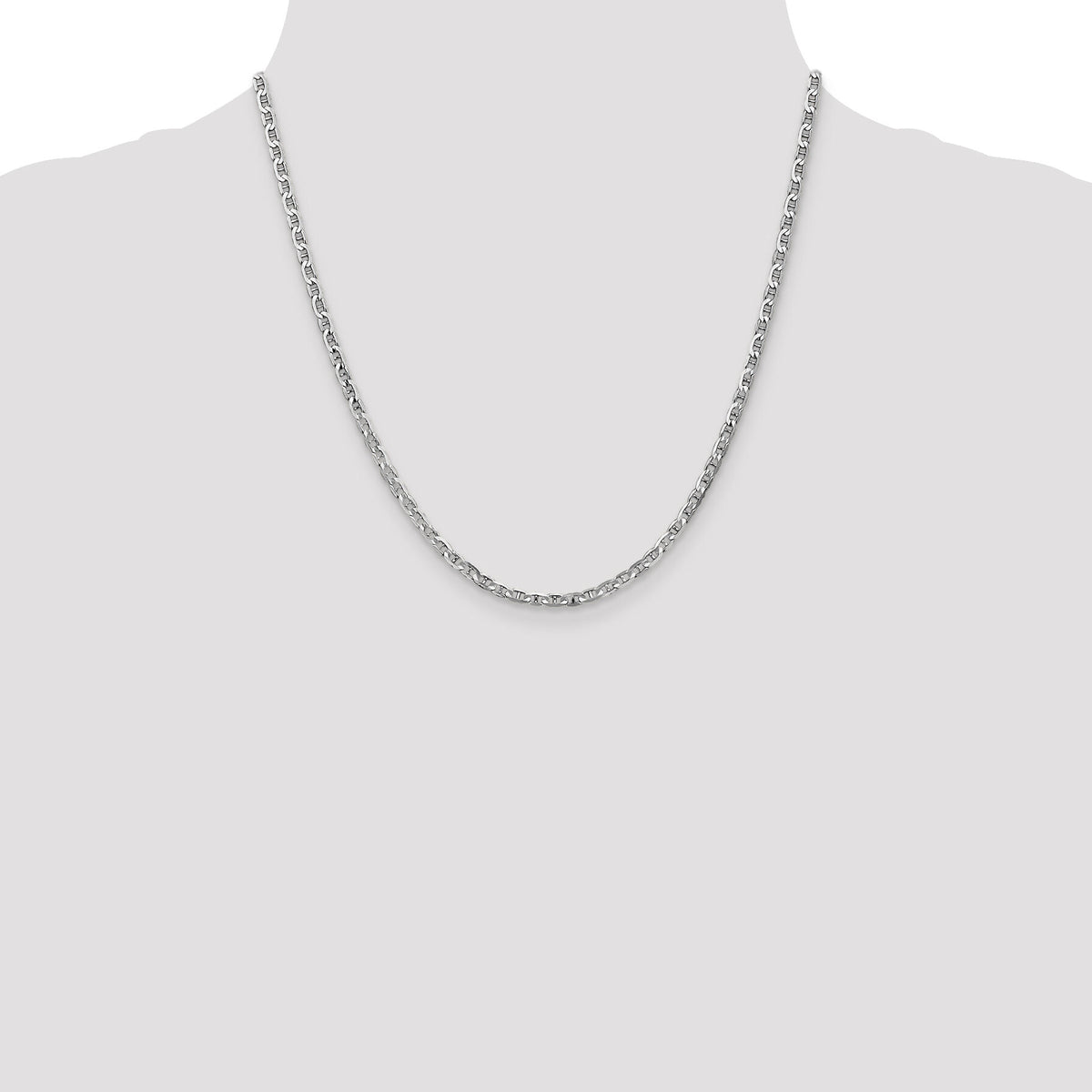 14k White Gold 3mm Concave Anchor Chain-WCA080-20