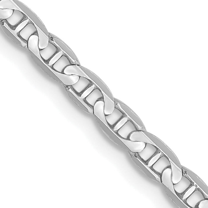 14k White Gold 3mm Concave Anchor Chain-WCA080-16
