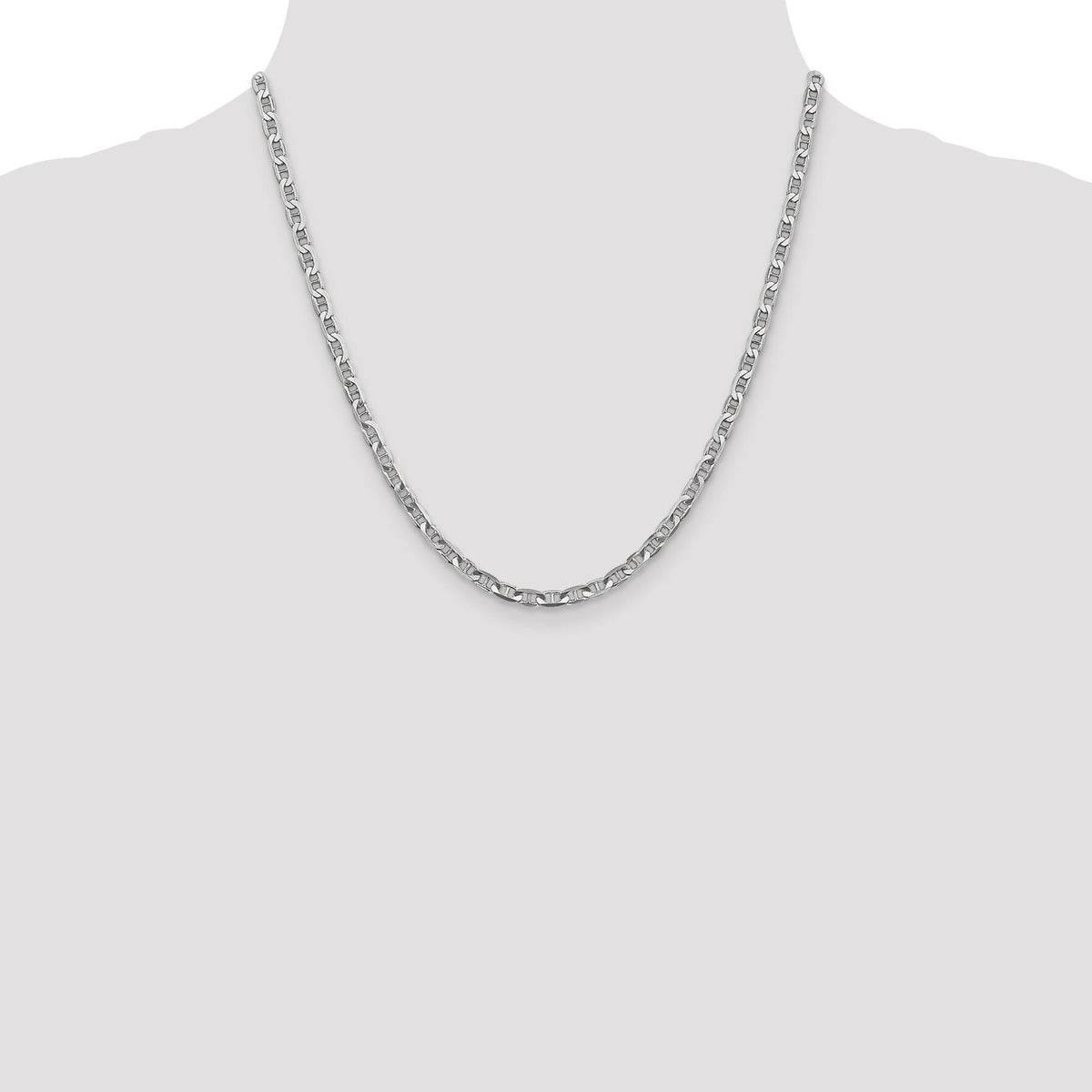 14k White Gold 3.75mm Concave Anchor Chain-WCA100-20