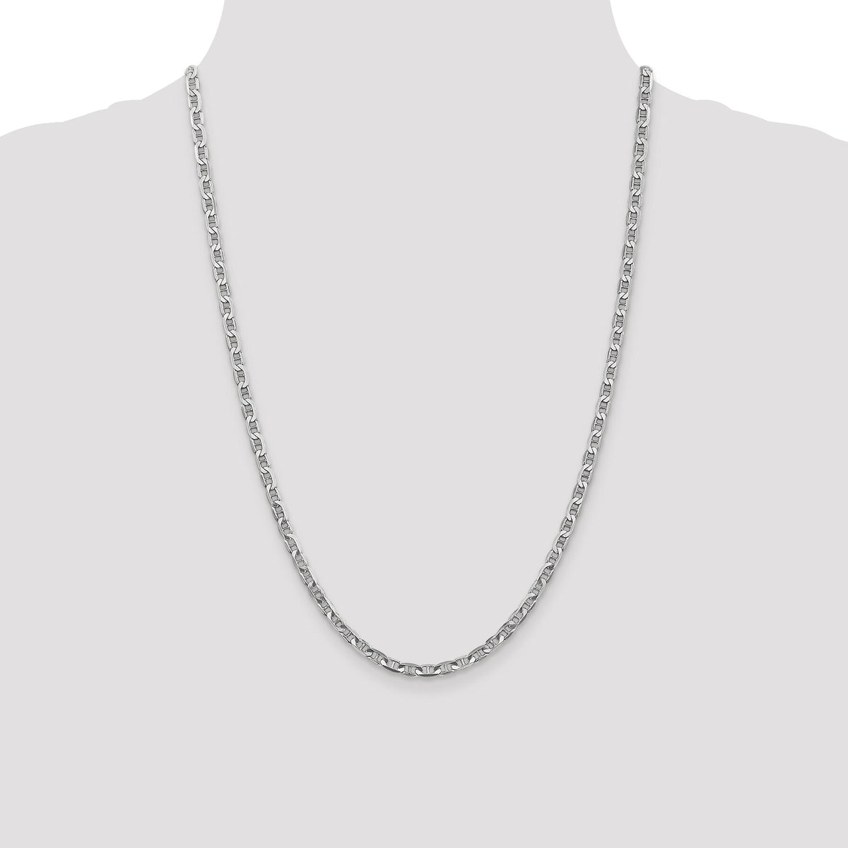 14k White Gold 3.75mm Concave Anchor Chain-WCA100-24