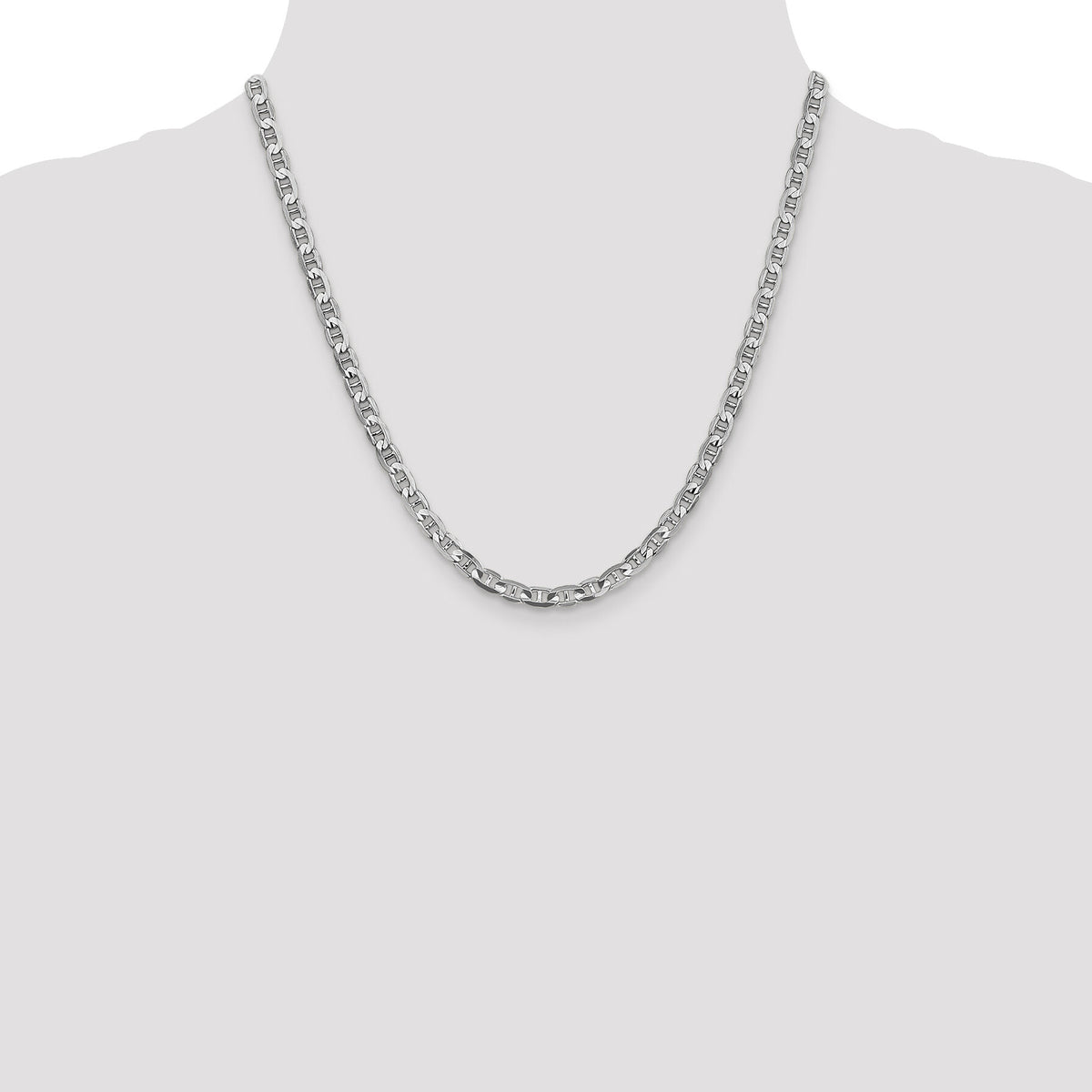 14k White Gold 4.5mm Concave Anchor Chain-WCA120-20