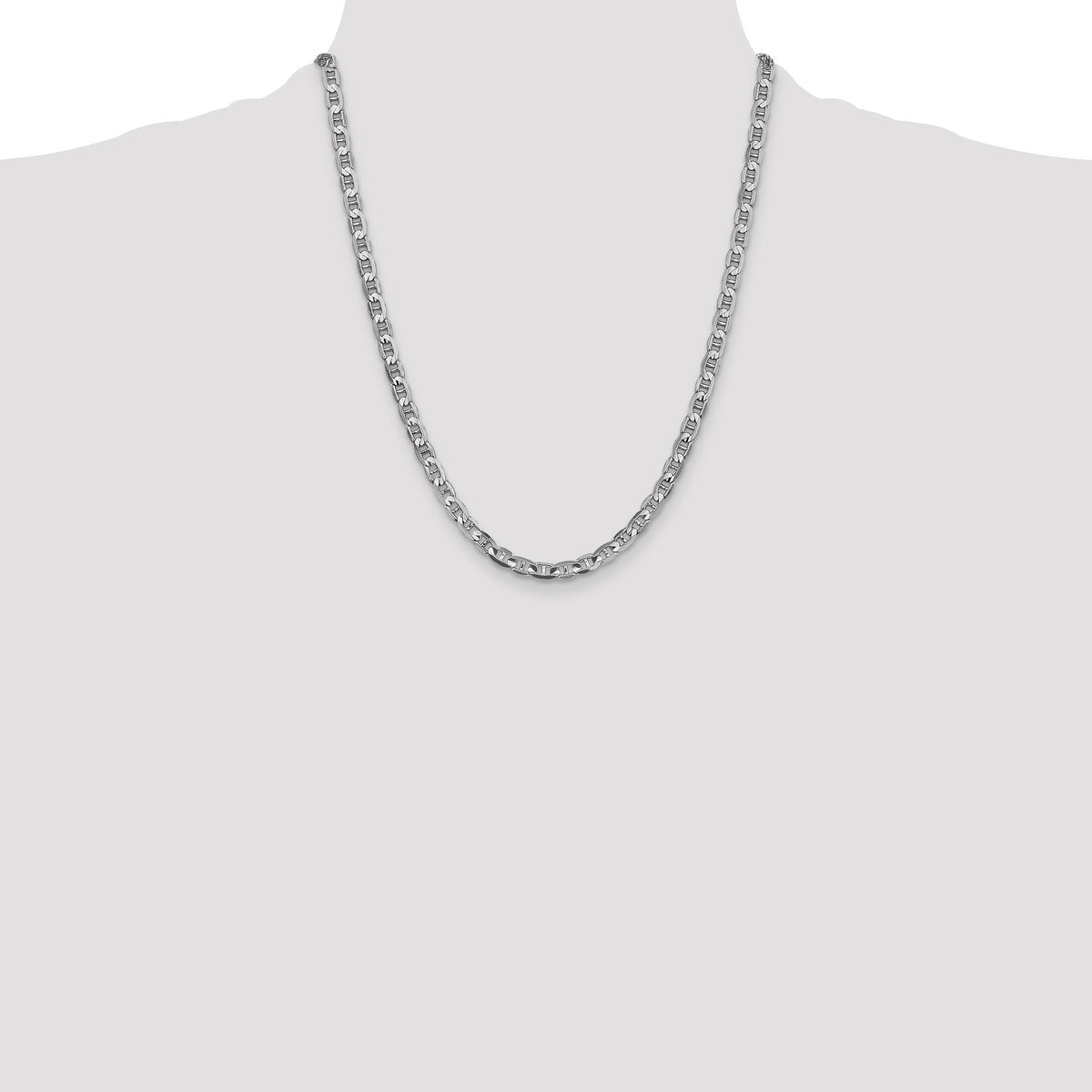 14k White Gold 4.5mm Concave Anchor Chain-WCA120-22