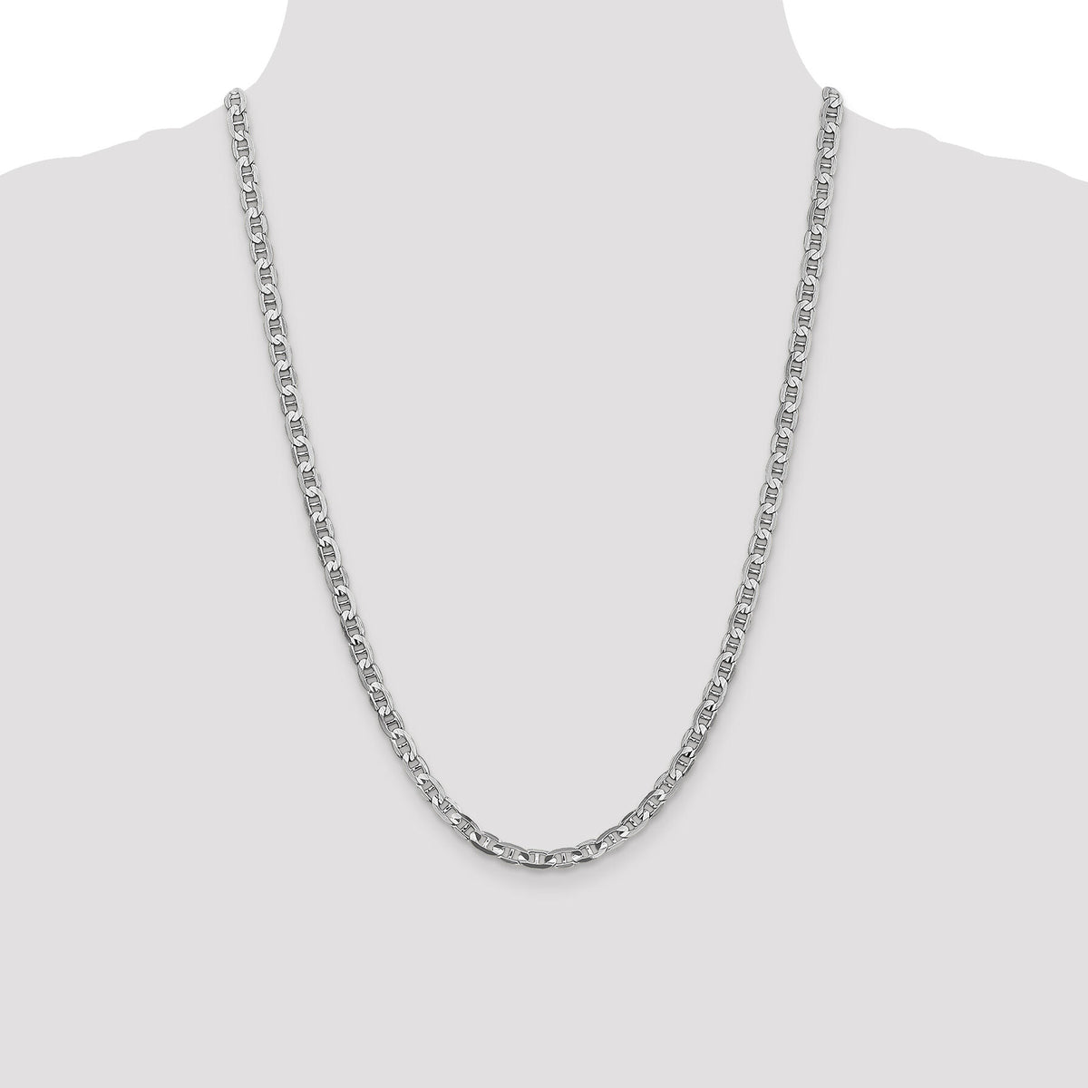 14k White Gold 4.5mm Concave Anchor Chain-WCA120-24