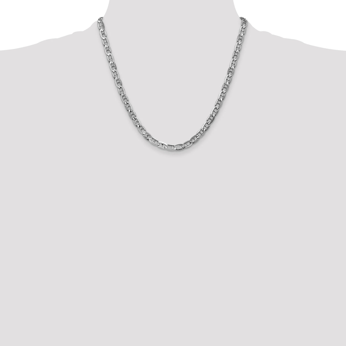 14k White Gold 5.25mm Concave Anchor Chain-WCA140-20