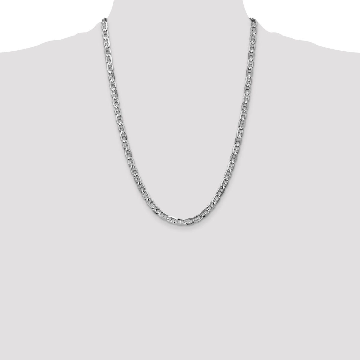 14k White Gold 5.25mm Concave Anchor Chain-WCA140-24