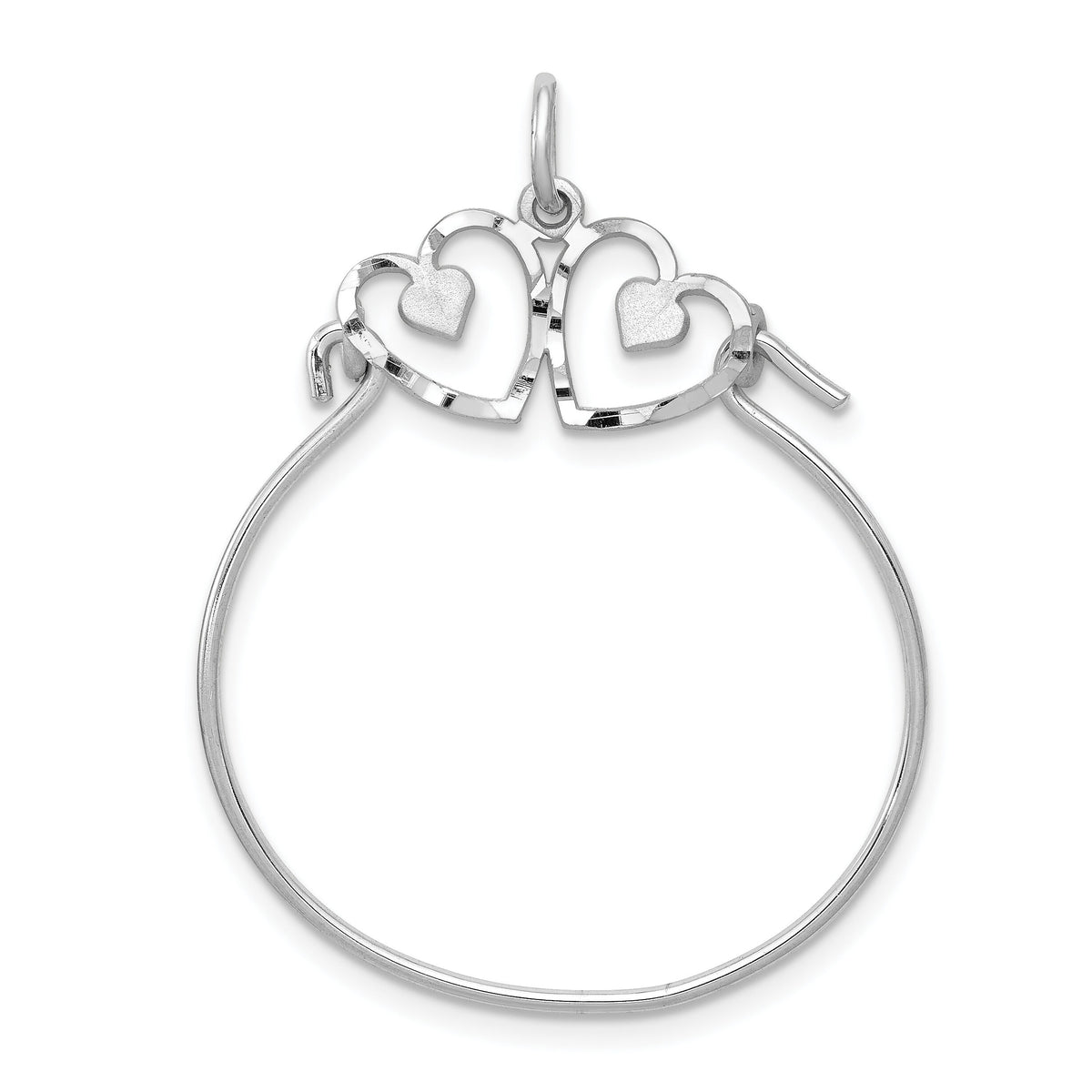 14k White Gold Heart Charm Holder-WCH10