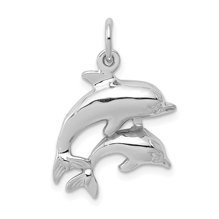 14k White Gold Dolphin Charm-WCH107