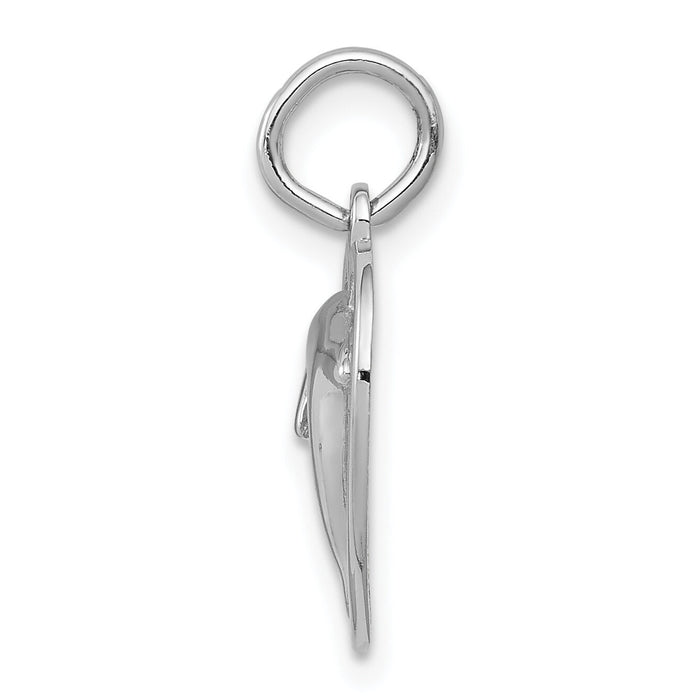14k White Gold Dolphin in Heart Charm-WCH109