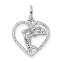 14k White Gold Dolphin in Heart Charm-WCH109