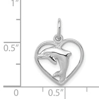 14k White Gold Dolphin in Heart Charm-WCH109