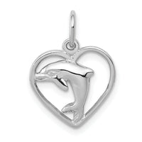 14k White Gold Dolphin in Heart Charm-WCH109