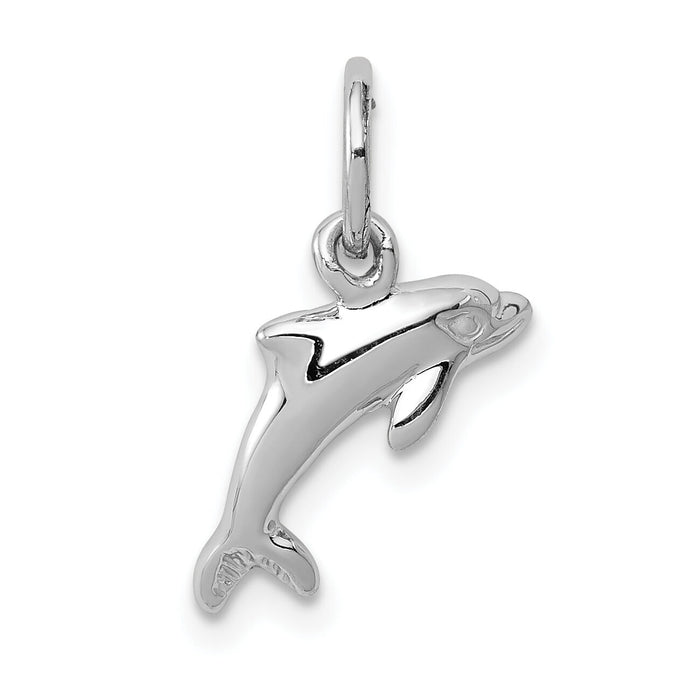 14k White Gold Dolphin Charm-WCH111