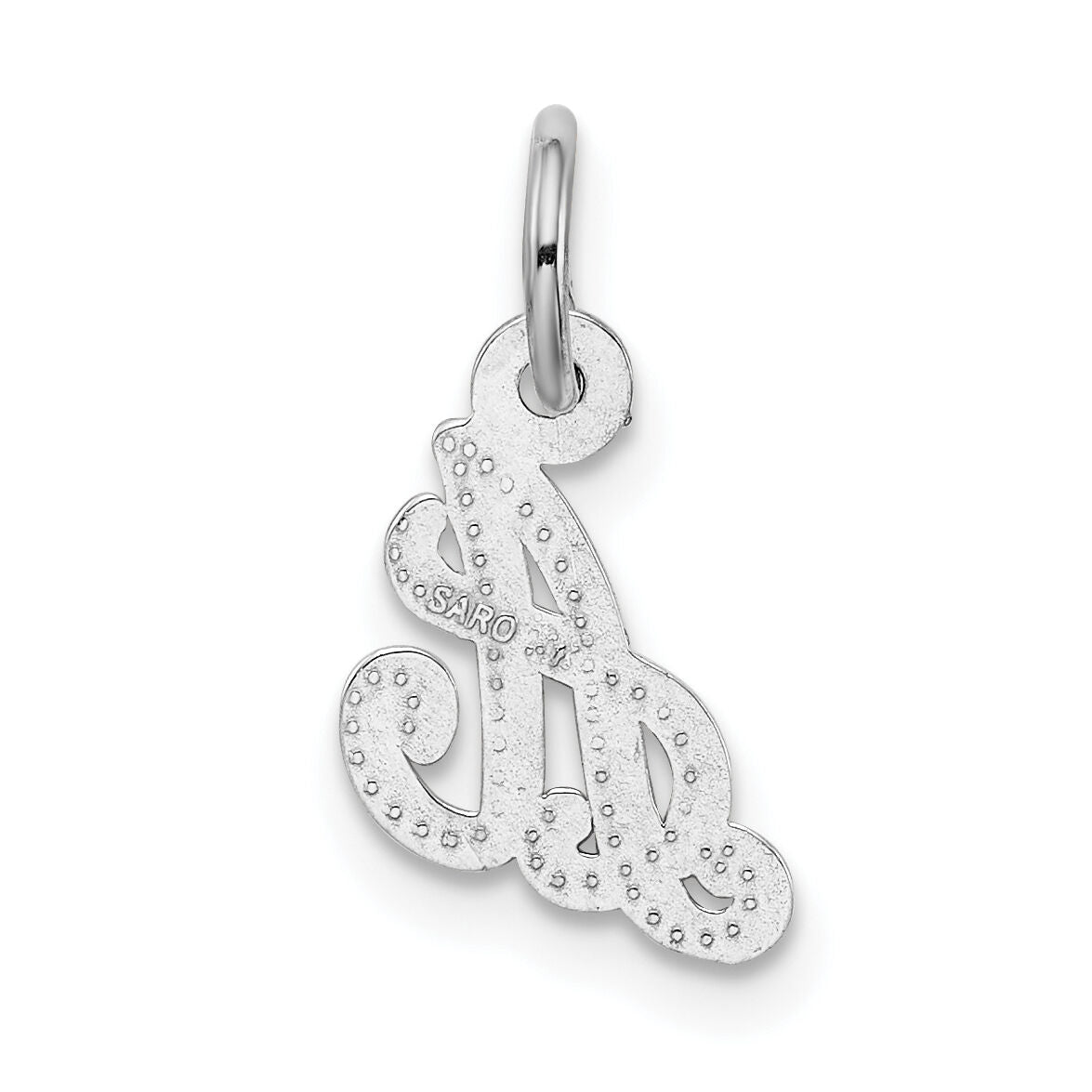 14KW White Gold Casted Script Letter A Initial Charm-WCH138-A