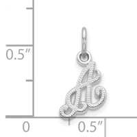 14KW White Gold Casted Script Letter A Initial Charm-WCH138-A