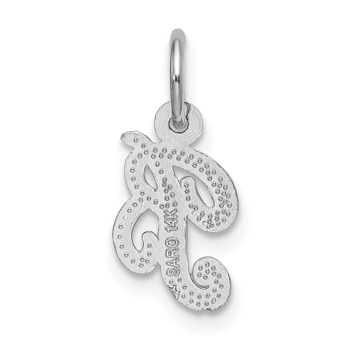 14KW White Gold Casted Script Letter B Initial Charm-WCH138-B