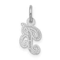 14KW White Gold Casted Script Letter B Initial Charm-WCH138-B