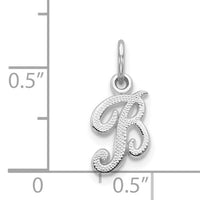 14KW White Gold Casted Script Letter B Initial Charm-WCH138-B