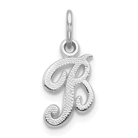 14KW White Gold Casted Script Letter B Initial Charm-WCH138-B