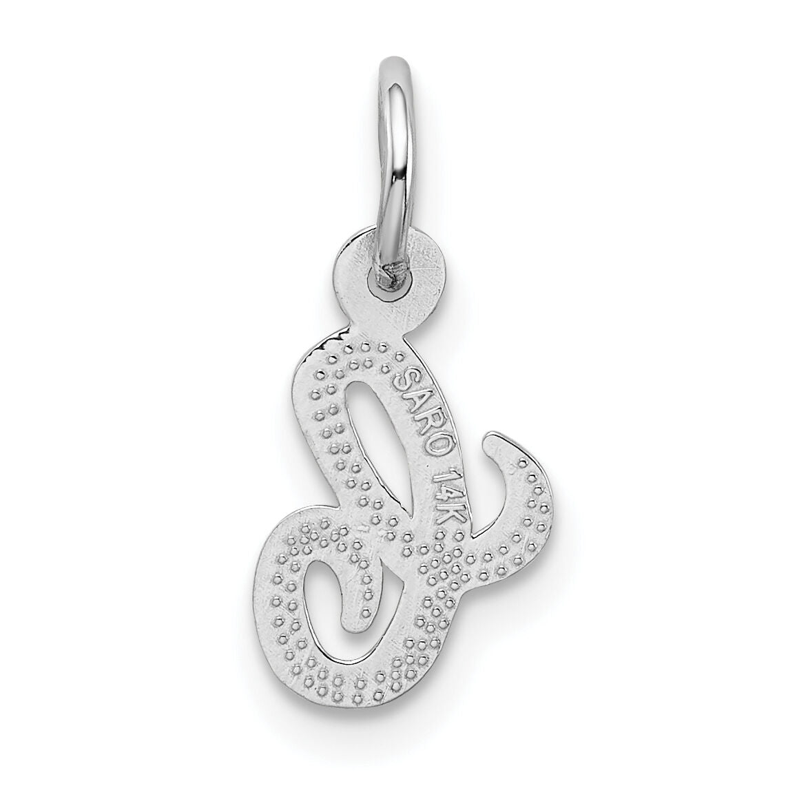 14KW White Gold Casted Script Letter C Initial Charm-WCH138-C