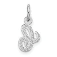 14KW White Gold Casted Script Letter C Initial Charm-WCH138-C