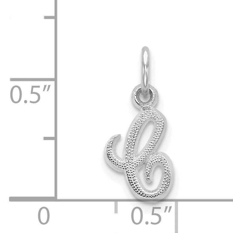 14KW White Gold Casted Script Letter C Initial Charm-WCH138-C