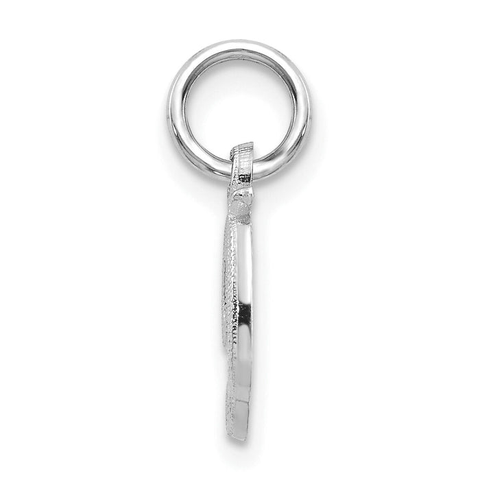 14KW White Gold Casted Script Letter D Initial Charm-WCH138-D