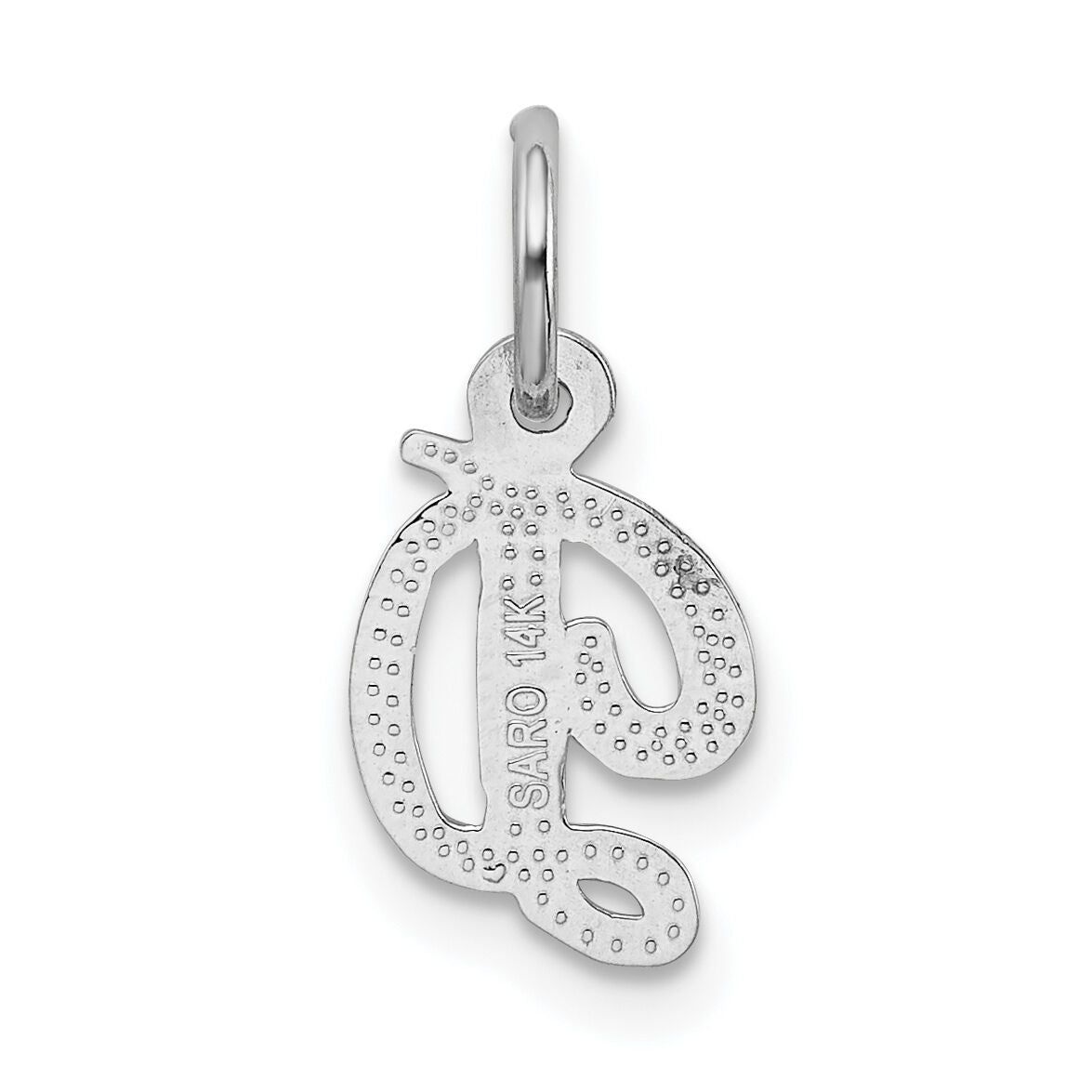 14KW White Gold Casted Script Letter D Initial Charm-WCH138-D