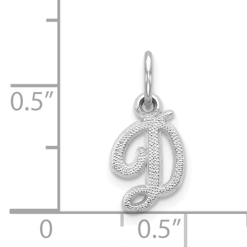 14KW White Gold Casted Script Letter D Initial Charm-WCH138-D