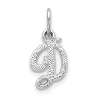 14KW White Gold Casted Script Letter D Initial Charm-WCH138-D