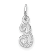 14KW White Gold Casted Script Letter E Initial Charm-WCH138-E