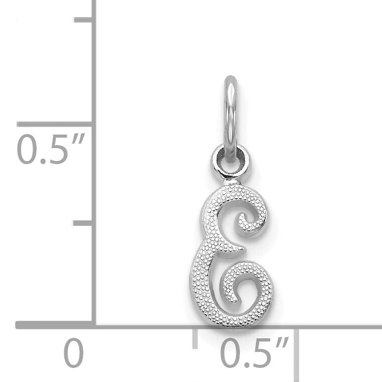 14KW White Gold Casted Script Letter E Initial Charm-WCH138-E