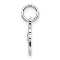 14KW White Gold Casted Script Letter F Initial Charm-WCH138-F
