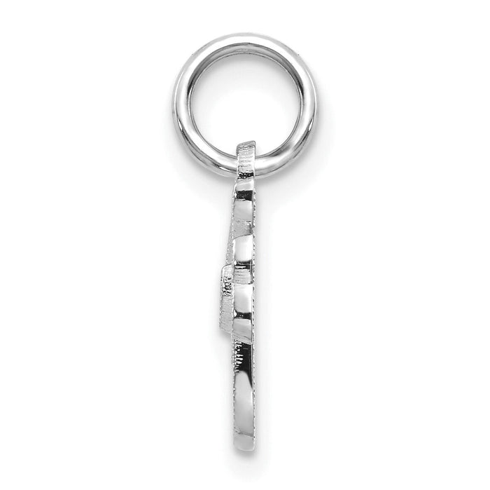 14KW White Gold Casted Script Letter F Initial Charm-WCH138-F