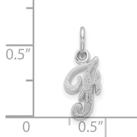 14KW White Gold Casted Script Letter F Initial Charm-WCH138-F