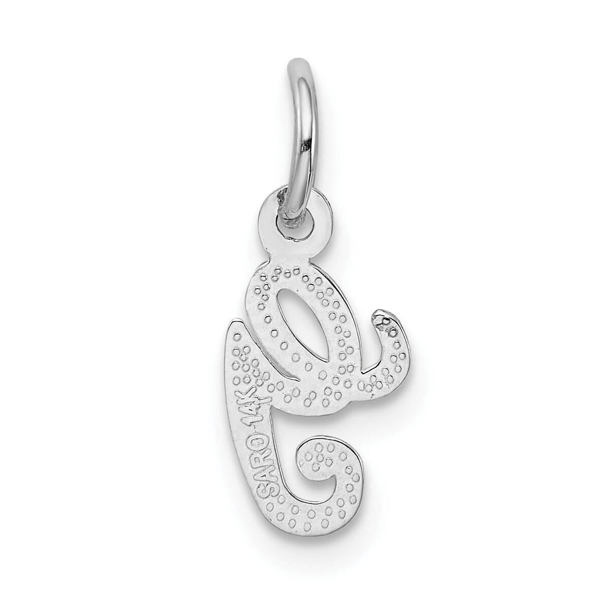 14KW White Gold Casted Script Letter G Initial Charm-WCH138-G