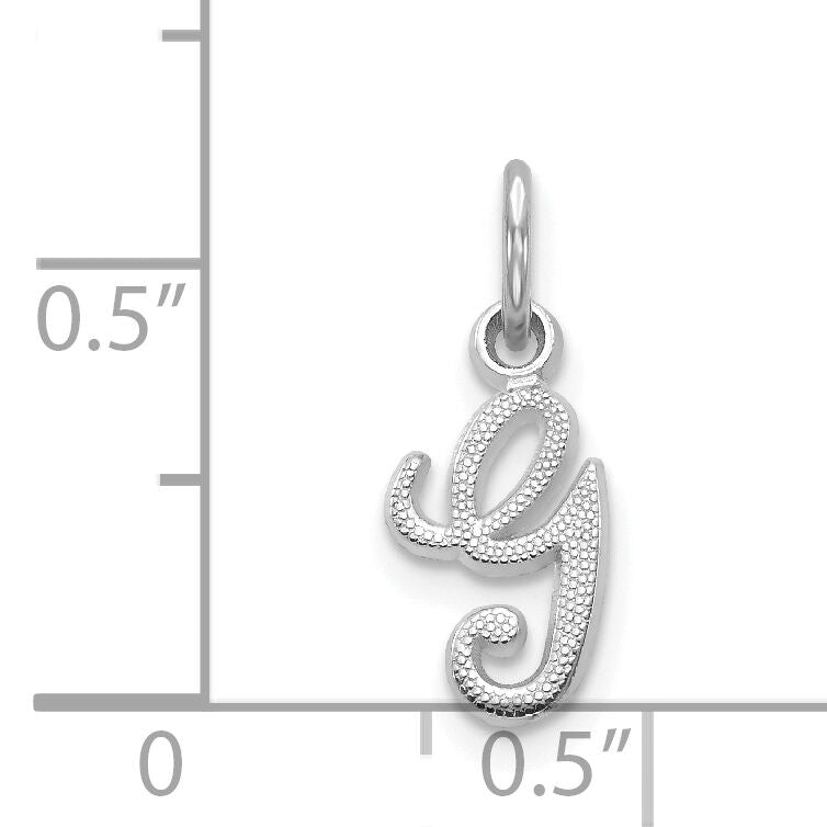 14KW White Gold Casted Script Letter G Initial Charm-WCH138-G