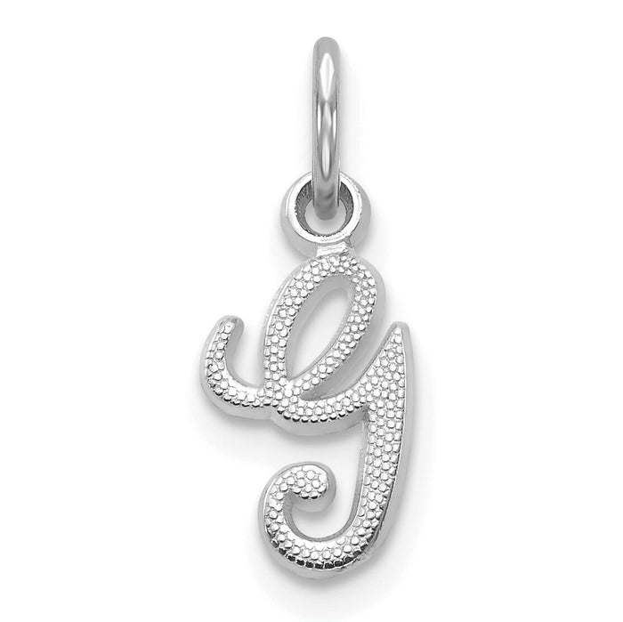 14KW White Gold Casted Script Letter G Initial Charm-WCH138-G