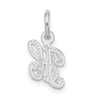 14KW White Gold Casted Script Letter H Initial Charm-WCH138-H