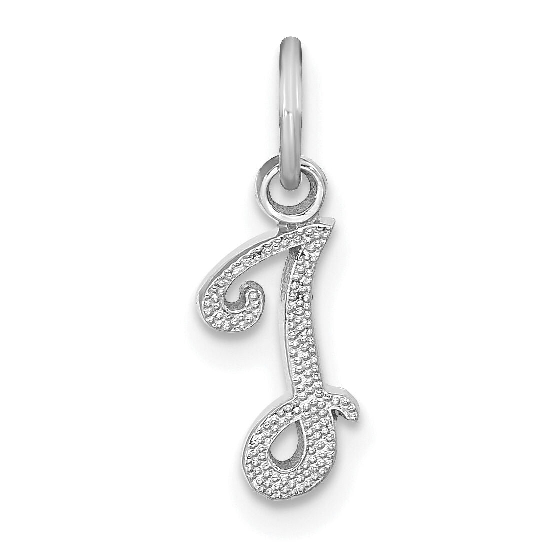 14KW White Gold Casted Script Letter I Initial Charm-WCH138-I
