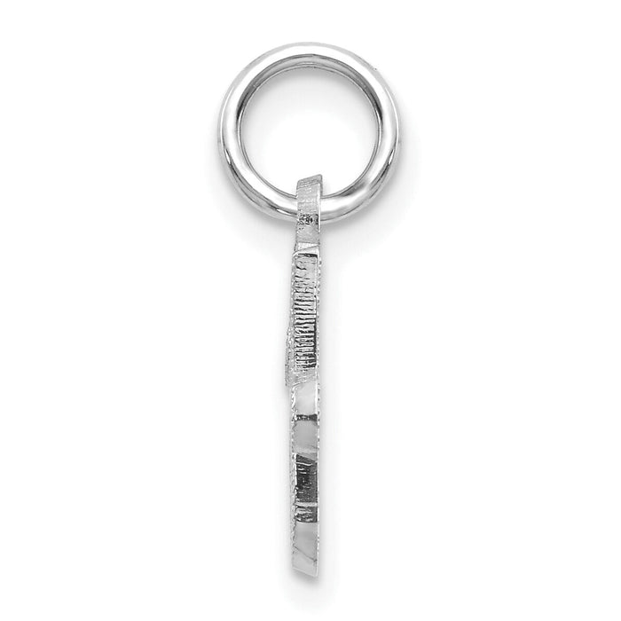 14KW White Gold Casted Script Letter J Initial Charm-WCH138-J